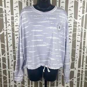 Hurley Oversized Tie Waist Long Sleeve Tie Dye T-Shirt M Lavender, White